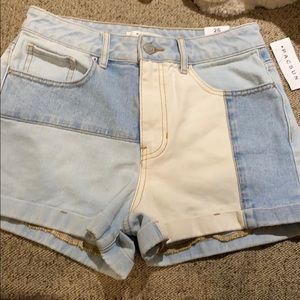 Multi-colored denim shorts